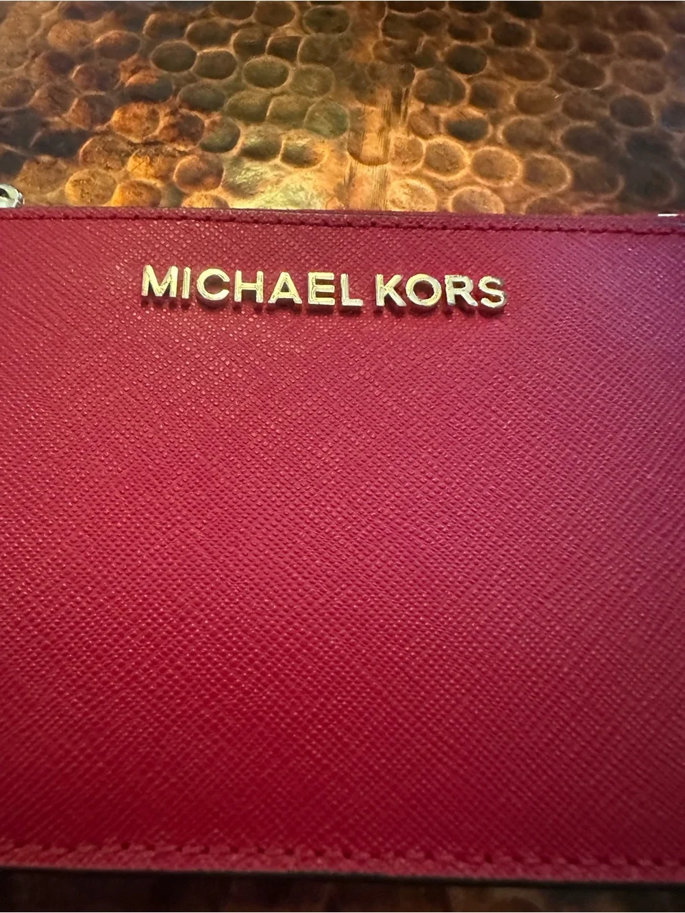 Michael Kors Top Zip Coin Wallet in Saffiano Leather with ID window and Keyring
